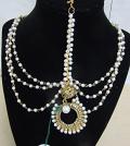 Triple Strand Maatha Patti Mang Tika Forehead Bridal Jewelry #7824